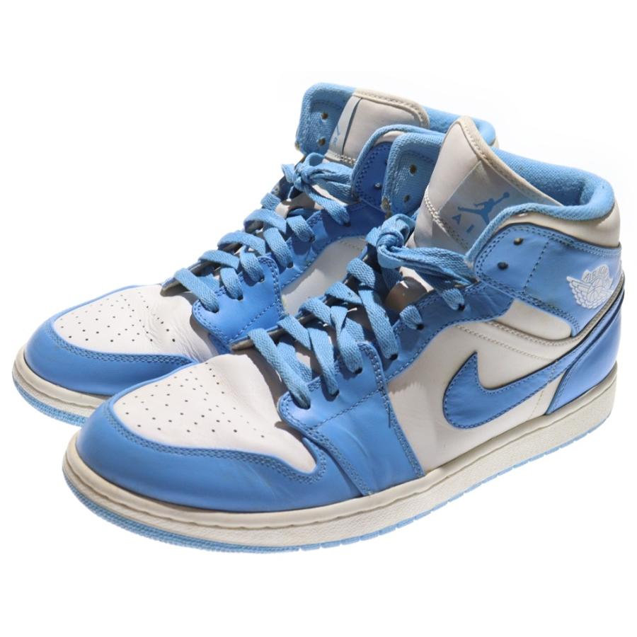 NIKE ナイキ 【観賞用 2012年製】 AIR JORDAN MID UNC エアジョーダン1 レトロ ユニバーシティ ブルー ミッドカットスニーカー ホワイト/ブルー US8.5/26.5cm 554724-106 NIKE（ナイキ） 【観賞用 2012年製】 AIR JORDAN MID UNC エア