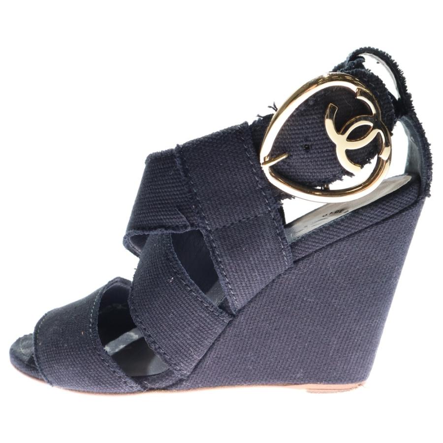 シャネル CHANEL ココマーク サンダル ウェッジソール 36.5 23.5 CHANEL（シャネル） ハートココマーク ウェッジソール キャンバス