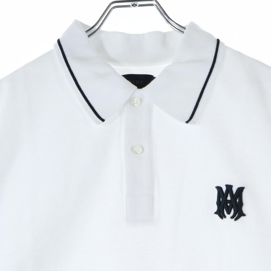 AMIRI（アミリ） ロゴ刺繍 鹿の子 半袖ポロシャツ ホワイト : BRING