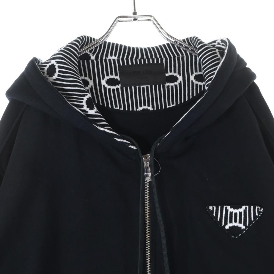 PRADA プラダ ジップアップパーカー S ブラック 美品 正規品 PRADA（プラダ） 22AW ストライクトライアングルロゴ ジップアップ
