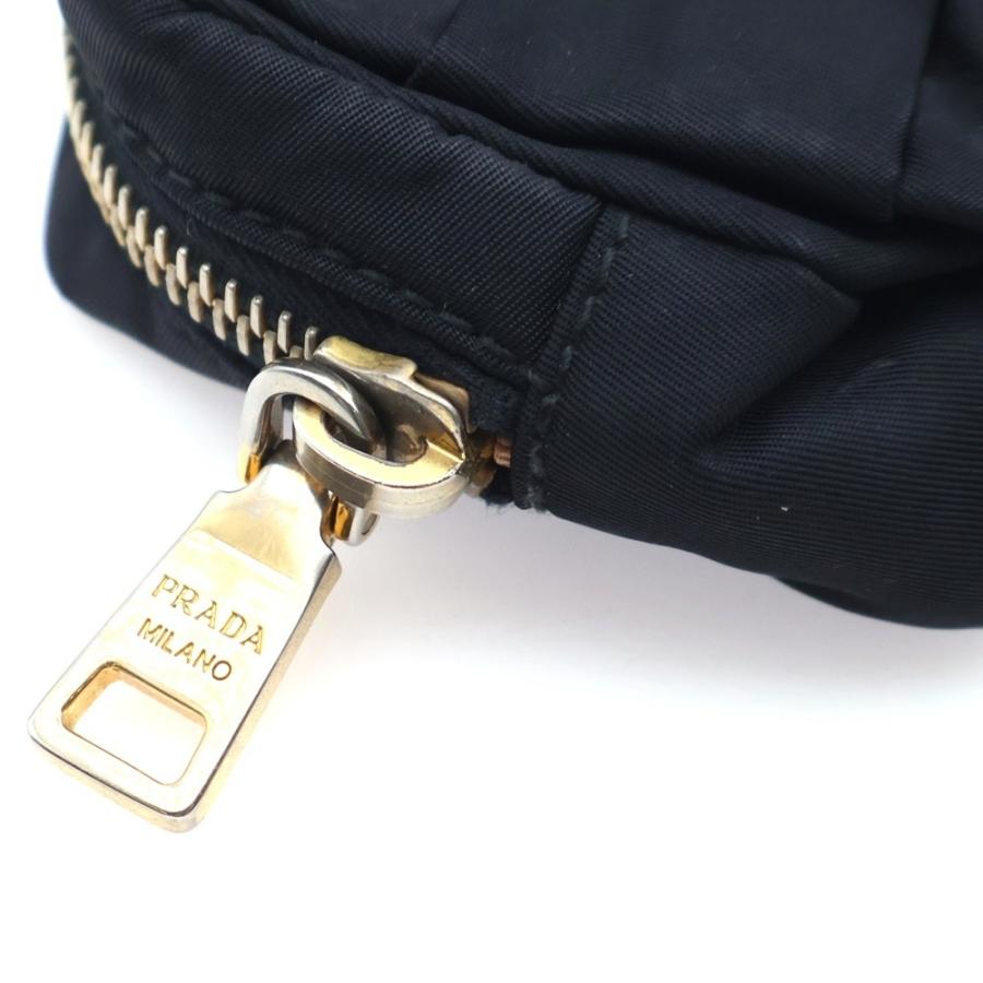 PRADA（プラダ） リボン ロゴプレート ナイロンマルチポーチ ブラック