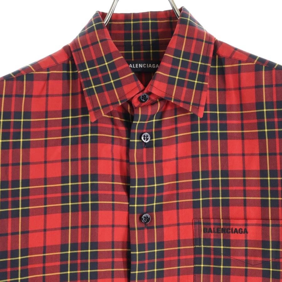 BALENCIAGA（バレンシアガ） ロゴ刺繍 チェック コットン 長袖シャツ