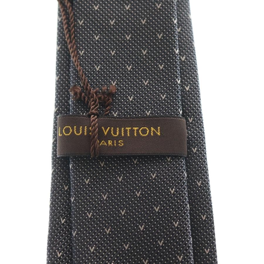 LOUIS VUITTON（ルイ・ヴィトン） Vロゴ 総柄 シルク ネクタイ グレー