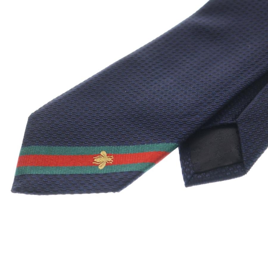 GUCCI（グッチ） BEE ビー刺繍 ウェブ ストライプ シルク ネクタイ