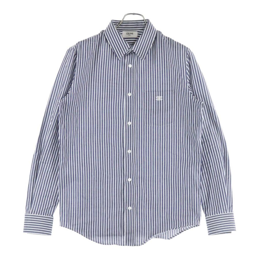 CELINE（セリーヌ） トリオンフ刺繍 ルーズ ストライプ 長袖シャツ