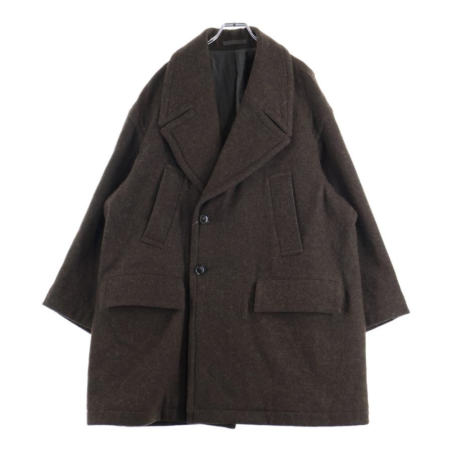 YOKE ヨーク WOOL ウール ブラウン ダブルブレスドオーバーコート YOKE ヨーク 22AW OVERSIZED DOUBLE BREASTE HALF COAT シェットランド