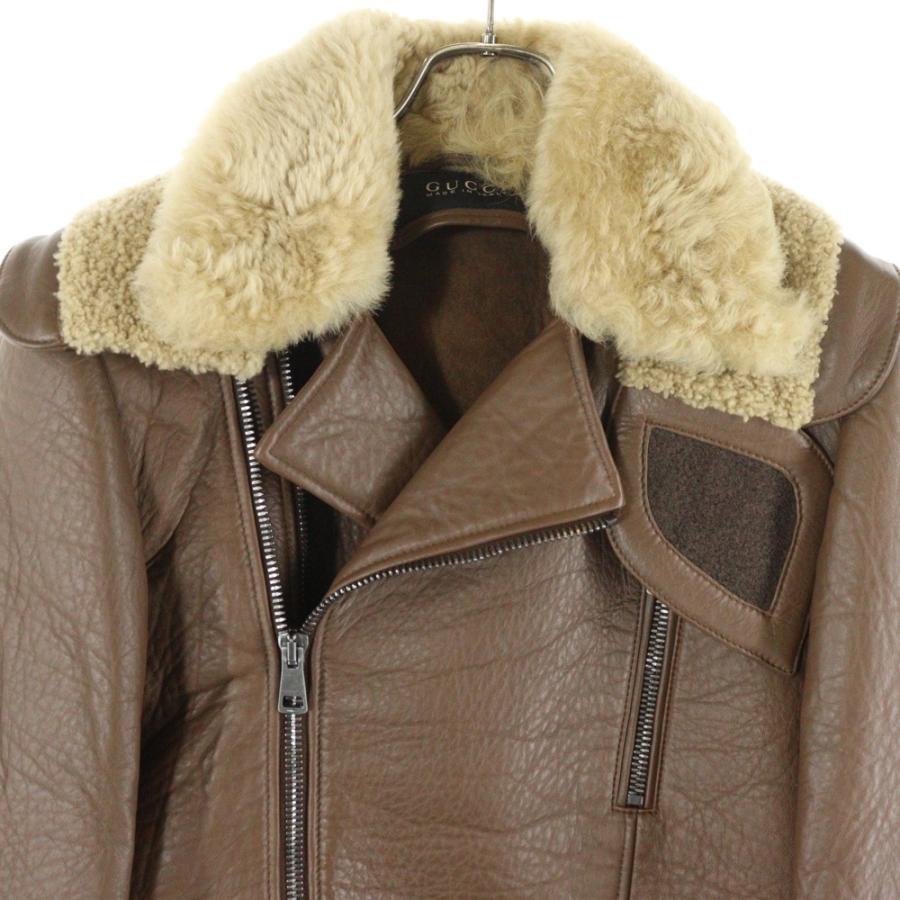 GUCCI（グッチ） ラムレザー ムートンダブルライダースジャケット