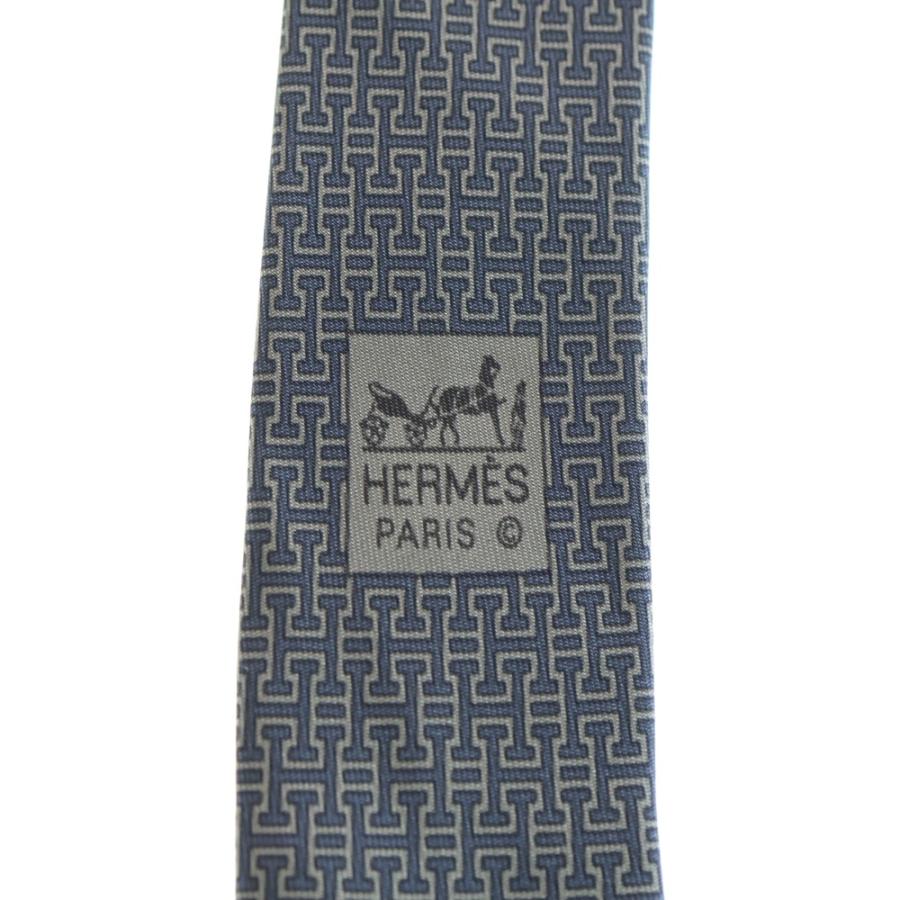 HERMES グレー ネクタイ Hロゴ HERMES（エルメス） FACONNEE H ロゴ シルクネクタイ グレー : BRING
