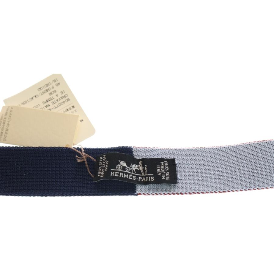 HERMES（エルメス） キャトルタン ニットネクタイ ホワイト/レッド