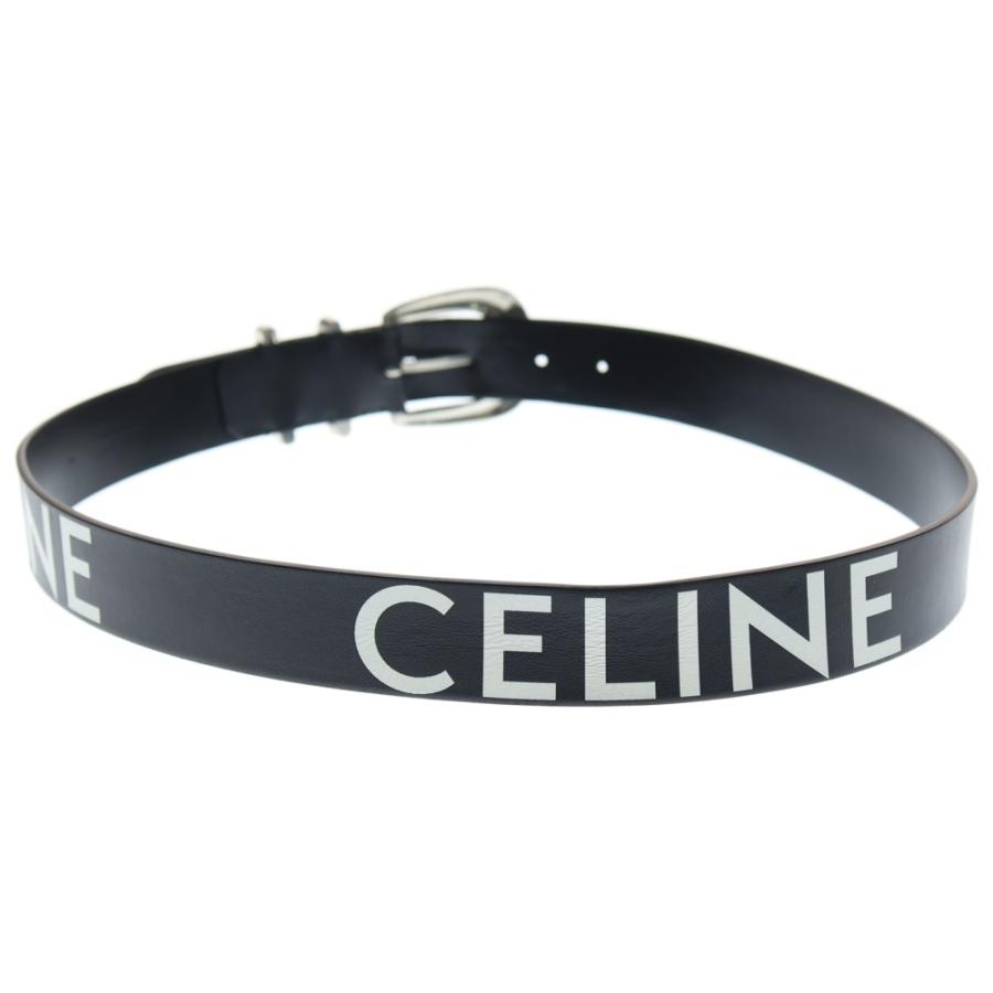 CELINE セリーヌ ロゴプリント レザー ウエスタン ベルト ブラック S-NE-0212 CELINE（セリーヌ） ロゴプリント レザー ウエスタン ベルト ブラック