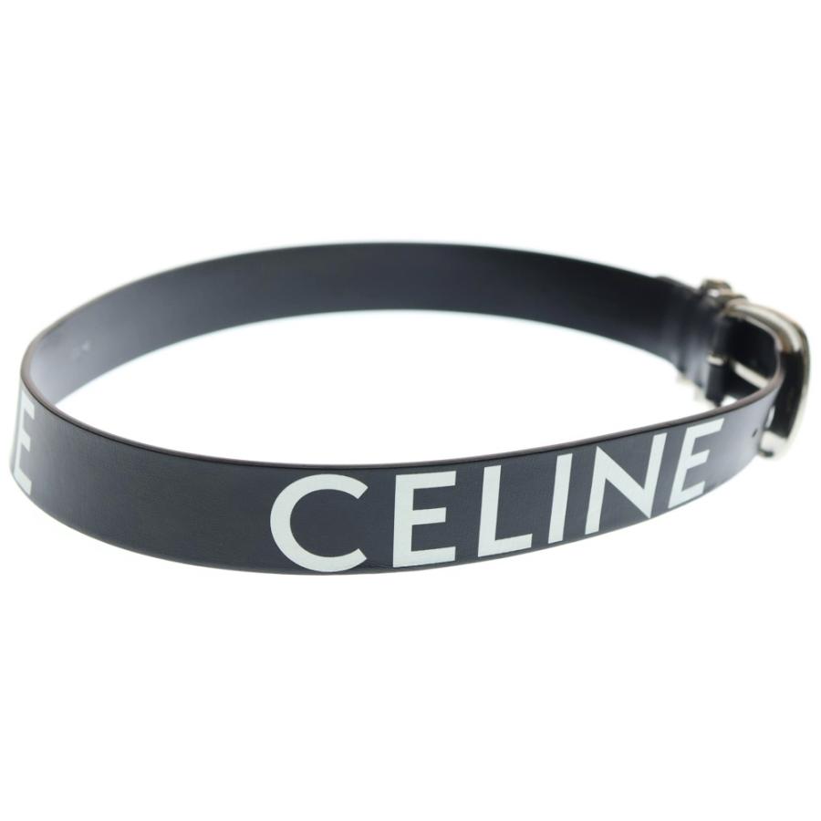 CELINE（セリーヌ） ロゴプリント レザー ウエスタン ベルト ブラック