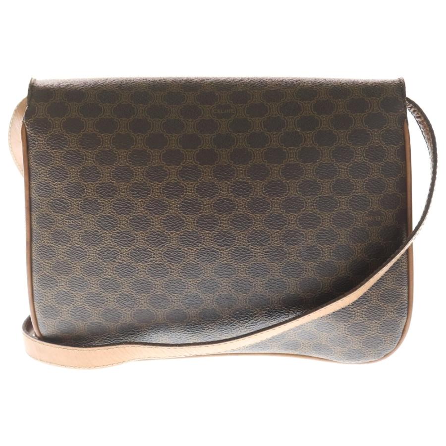 CELINE セリーヌ バッグ マカダム トリオンフ ショルダー ブラウン CELINE（セリーヌ） マカダム トリオンフ レザー ショルダーバッグ