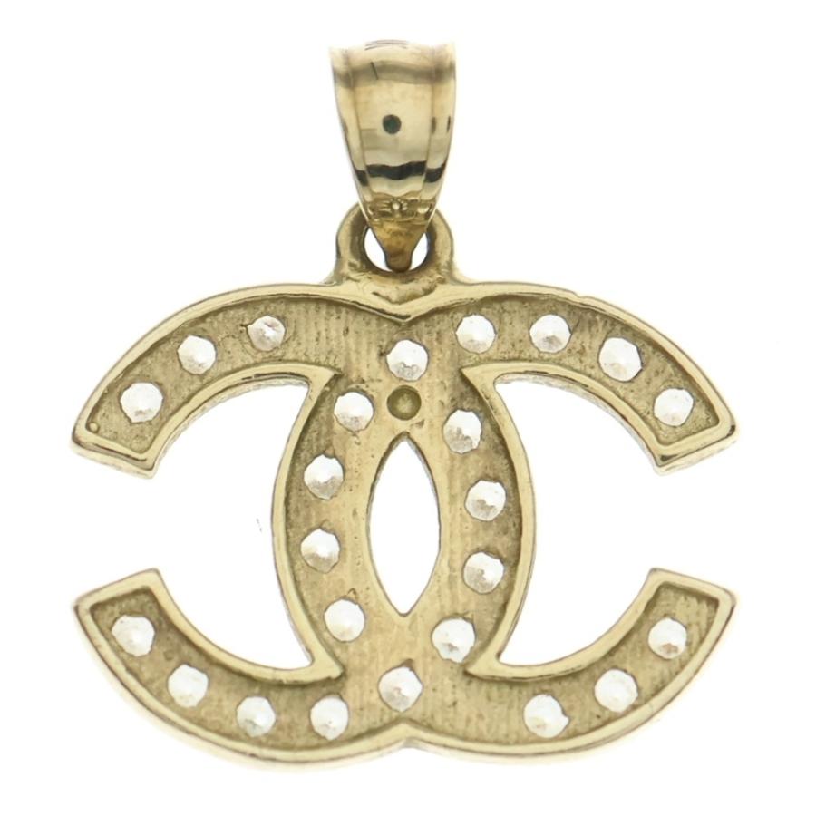 CHANEL（シャネル） K10YG ココマーク ラインストーン ペンダント
