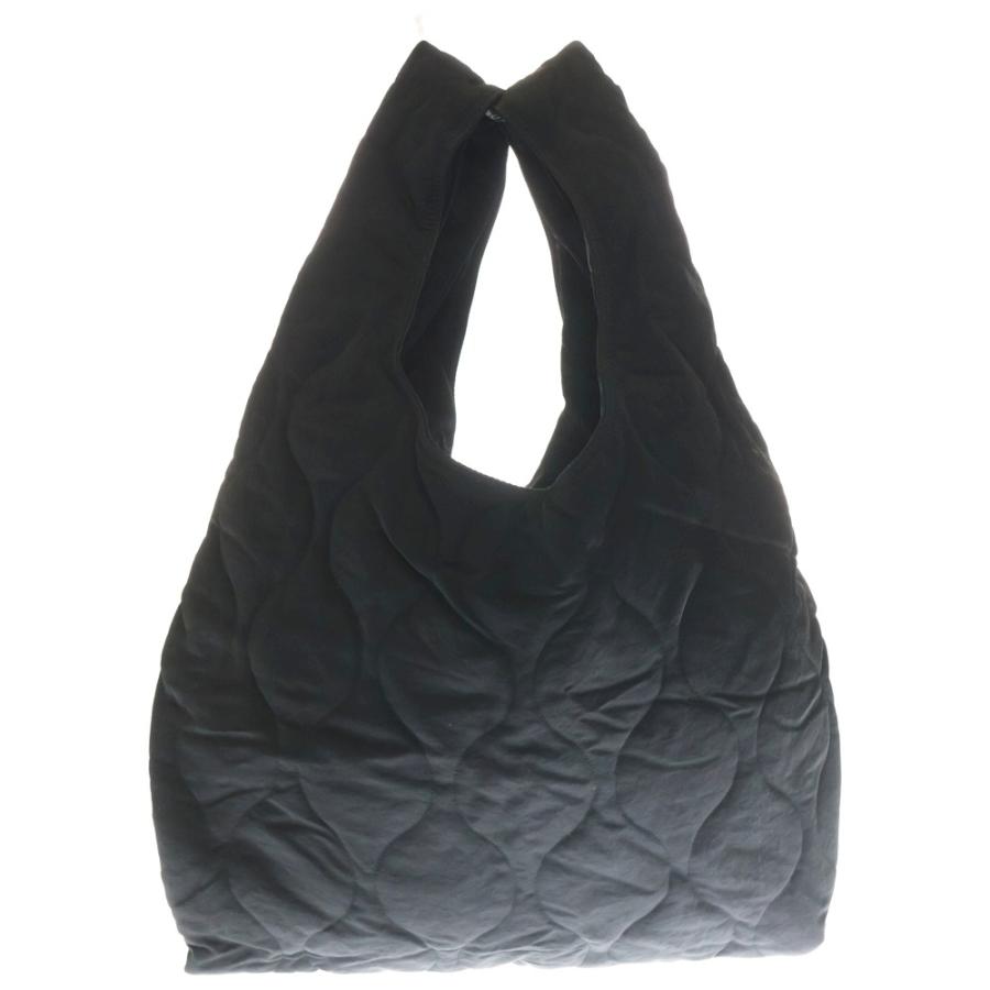 ワイズ 18AW NYLON TWILL QUILT LOGO EMBROIDERY BAG ロゴ ナイロンツイル キルティング トートバッグ ハンドバッグ ブラック YV-I01-690