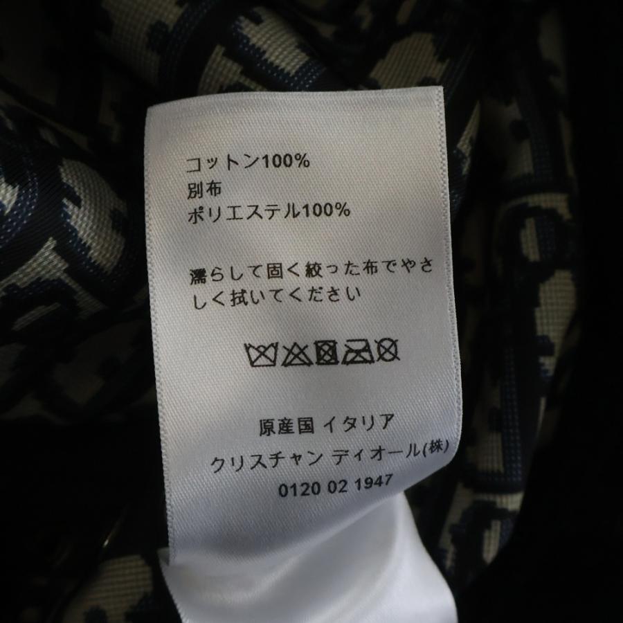 クリスチャンディオール コットン 裏地オブリーク 総柄 ゴム引き フーデッド ロング トレンチコート レディース ネイビー 227M65A3905の画像