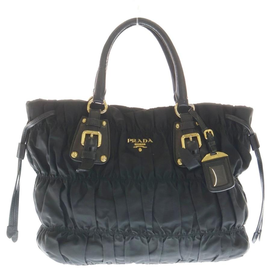 PRADA（プラダ） ギャザー 2Way ナイロン ハンド バッグ ブラック