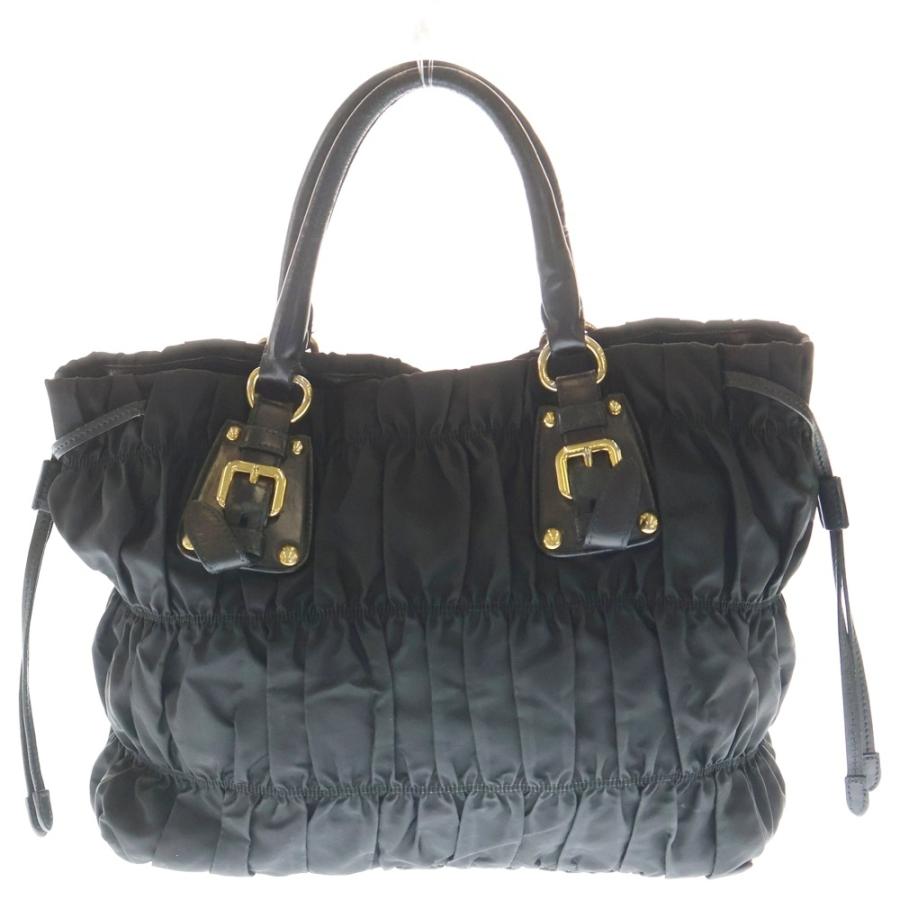 PRADA 2WAYナイロンバッグ 黒 ギャザー PRADA（プラダ） ギャザー 2Way ナイロン ハンド バッグ ブラック