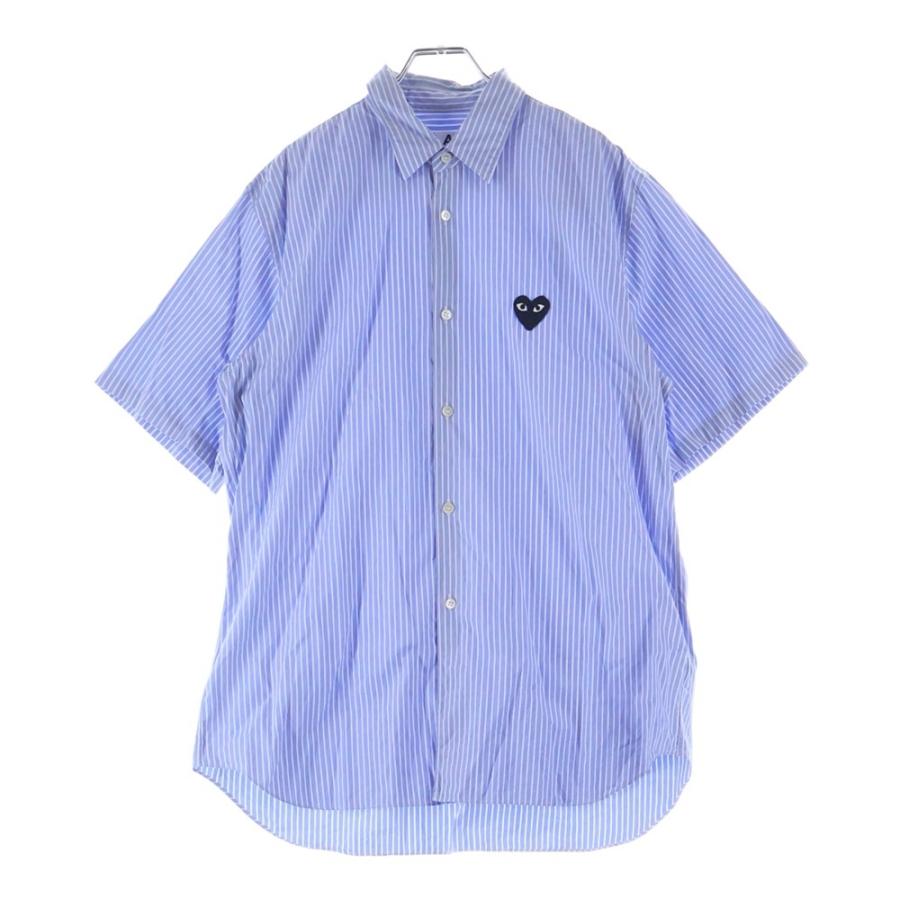 PLAY COMME des GARCONS プレイコムデギャルソン 日本製 HEART LOGO STRIPE SHIRTS ハートロゴ ストライプシャツ AZ-B007 L ネイビー/ホワイト 長袖 Filip Pagowski トップス【中古】【PLAY COMME des GARCONS】 PLAY COMME des GARCONS コムデギャルソン プレイ シャツ 長袖 メンズ