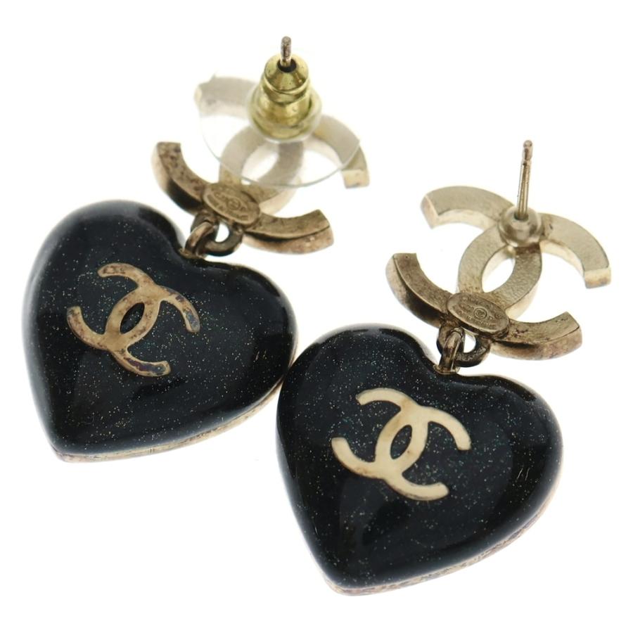 CHANEL（シャネル） ラインストーン CC ココマーク ハート ピアス 2個