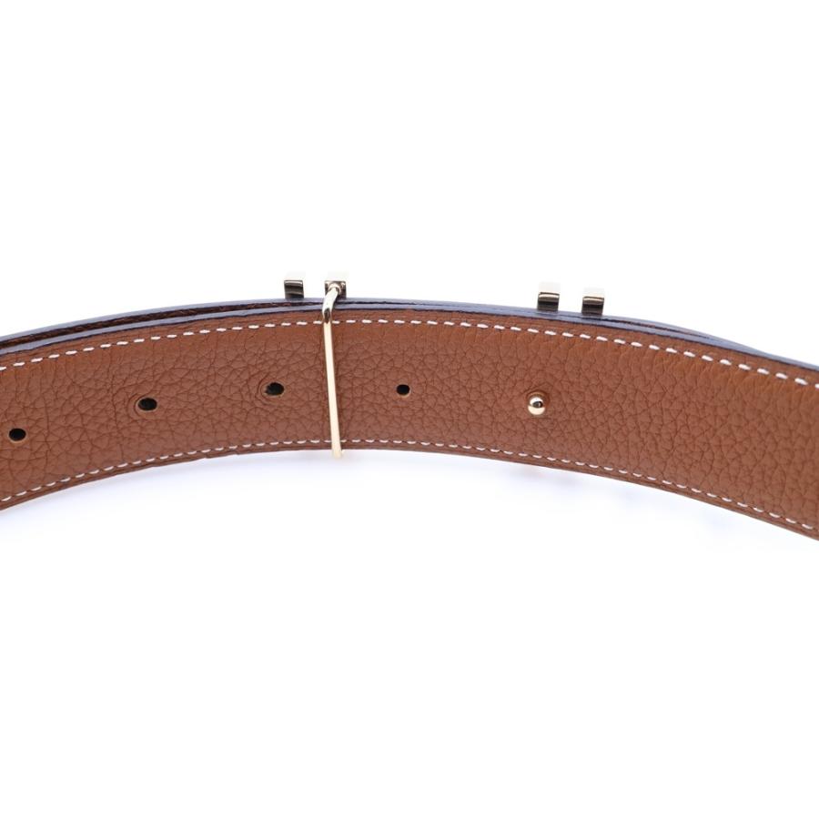 HERMES エルメス アッシュ オ カレ H ゴールド金具 A刻印 レザー リバーシブル ベルト ブラック/ブラウン_4