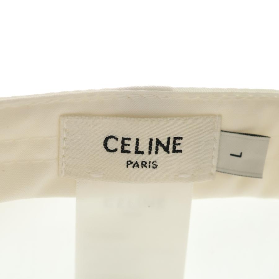 CELINE（セリーヌ） ロゴ刺繍 ベースボールキャップ 帽子 ホワイト