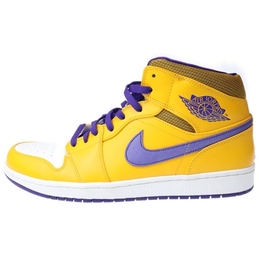 激レア　ジョーダン 28センチ ミッド　レイカーズ　イエロー　1回着用品　箱付き NIKE（ナイキ） AIR JORDAN 1 MID LAKERS エアジョーダン1 レイカーズ
