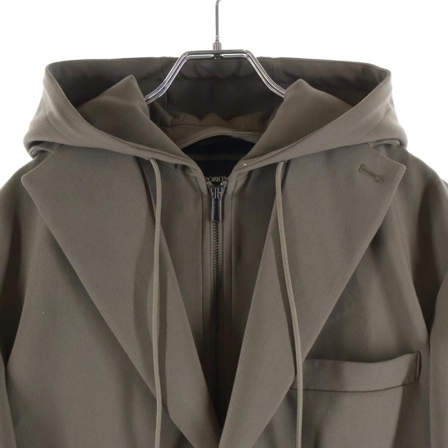 EMPORIO ARMANI エンポリオアルマーニ フーデッド付き レイヤード テーラードジャケット カーキ 6R1G73 1NFTZ EMPORIO ARMANI エンポリオアルマーニ フーデッド付き レイヤード