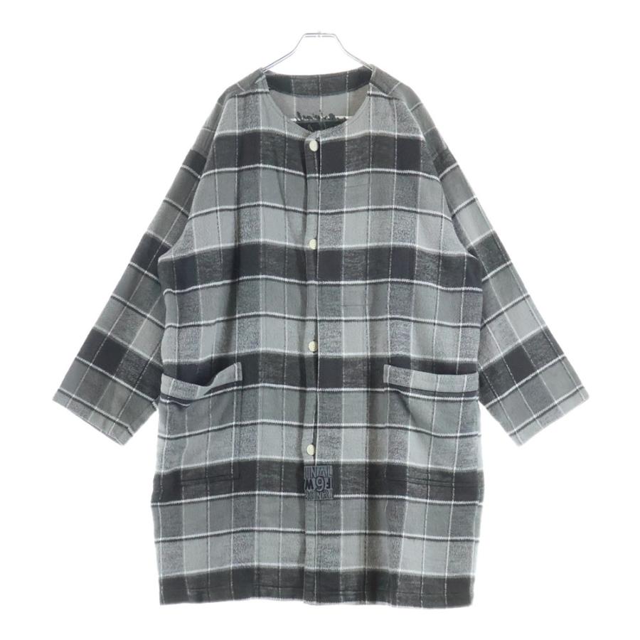 TENDERLOIN（テンダーロイン） FLANNEL CHECK COAT GREY ノーカラー 