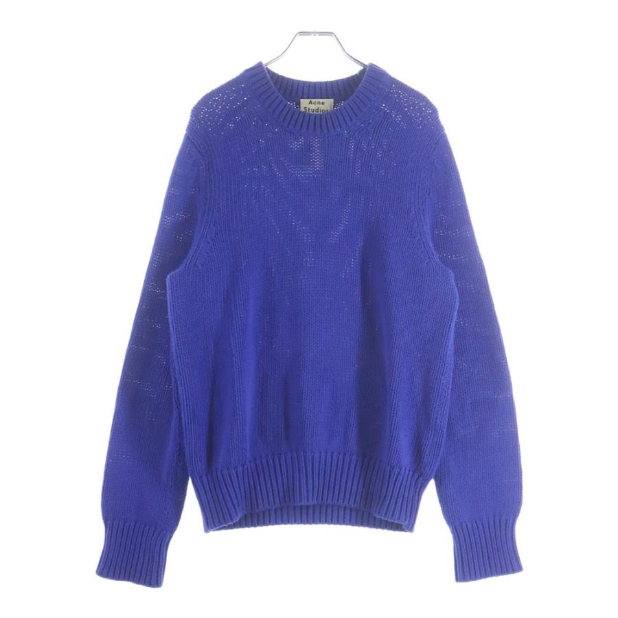 Acne Studios アクネ ストゥディオズ 厚手 コットン クルーネック 長袖ニット セーター ブルー Acne Studios アクネ ストゥディオズ 厚手 コットン クルーネック 長袖
