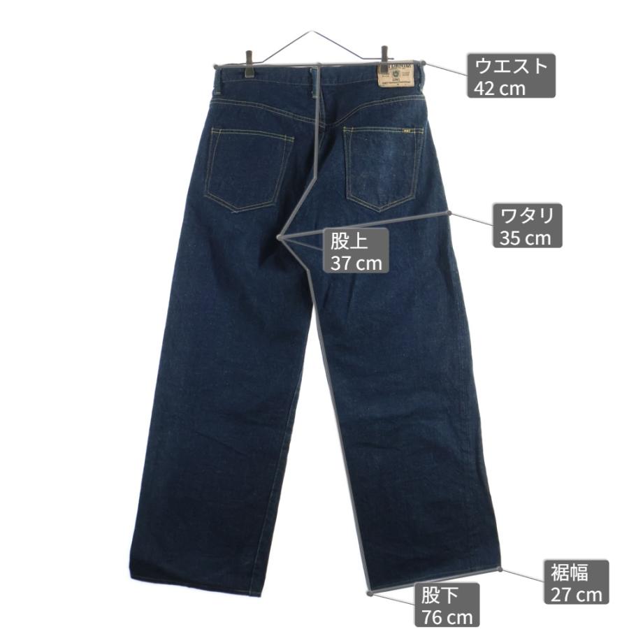 NO BRAND ノーブランド 鬼デニム オニデニム 天然藍 カセ染め ワイドセルビッチデニムパンツ ジーンズ インディゴ_8