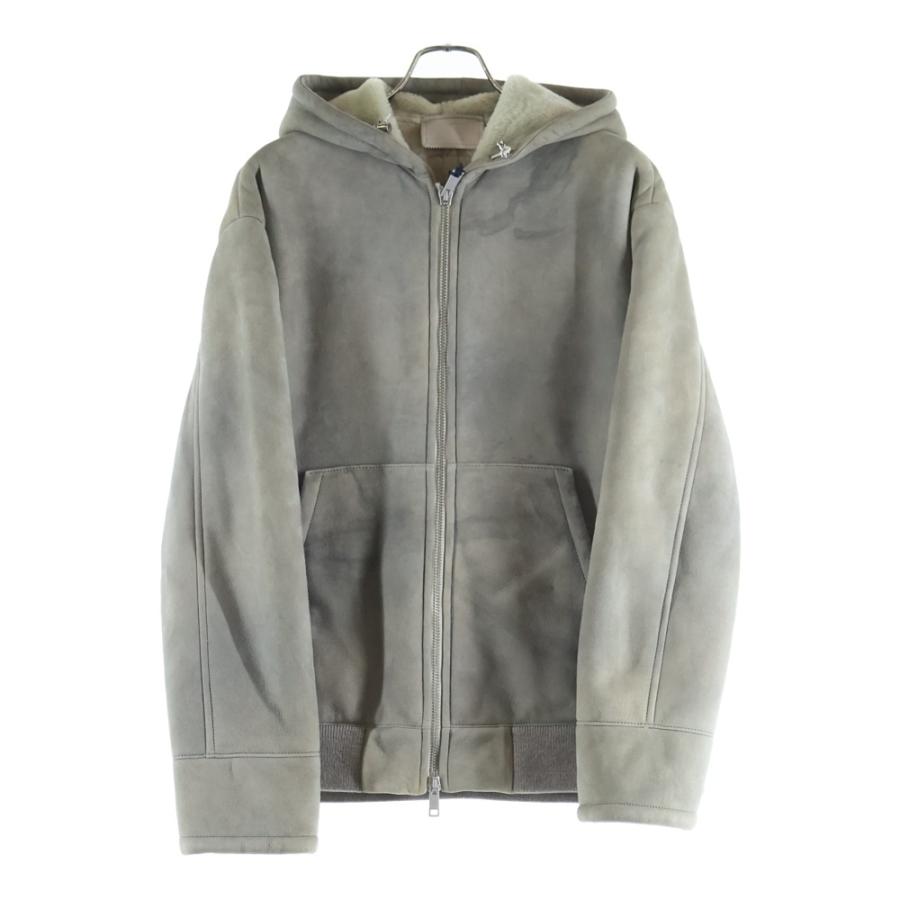PRADA プラダ シープファー ムートン ジップアップ パーカー ジャケット グレー UPW513 S000 15MB PRADA（プラダ） シープファー ムートン ジップアップ パーカー