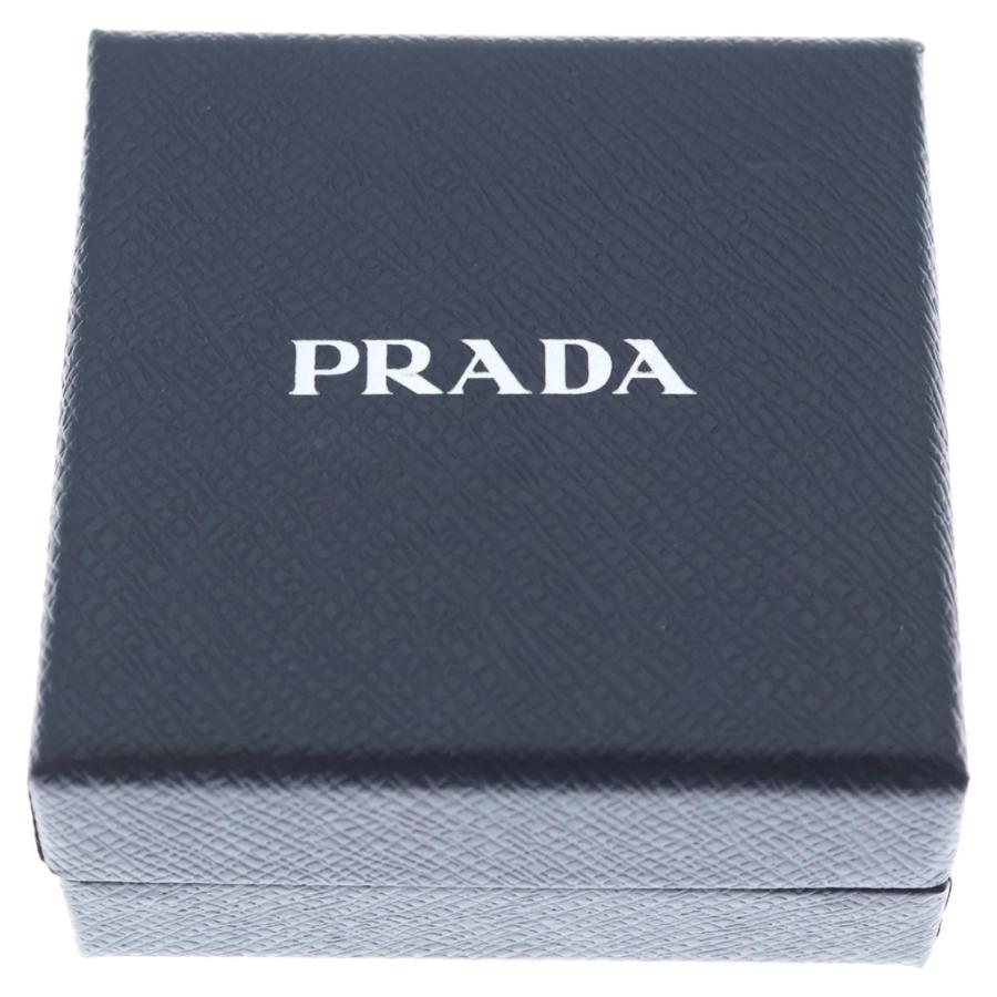PRADA（プラダ） トライアングルロゴ キーリング ブラック/シルバー