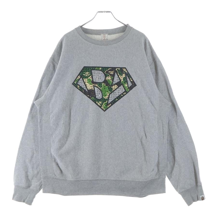A BATHING APE（アベイシングエイプ） 00s ロゴ ラインストーン クルー