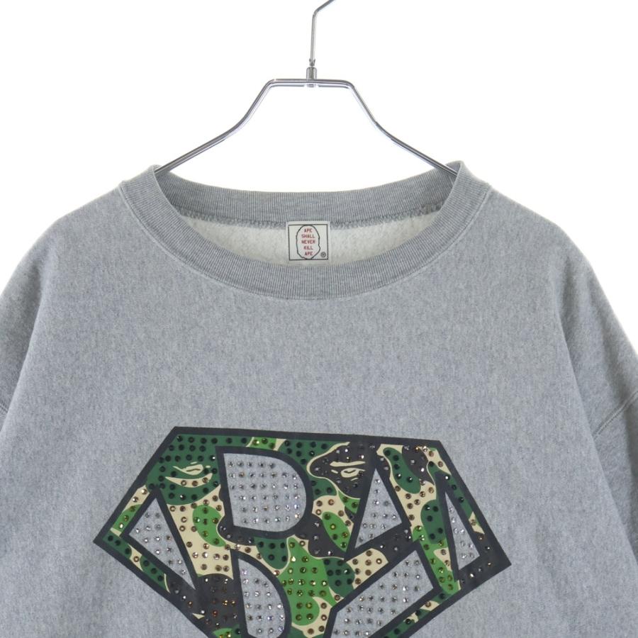 A BATHING APE（アベイシングエイプ） 00s ロゴ ラインストーン クルー