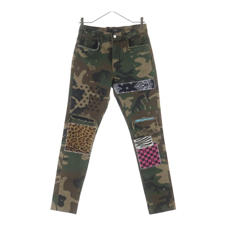 AMIRI（アミリ） カモフラ ダメージ加工 マルチパッチ ロックスタッズ
