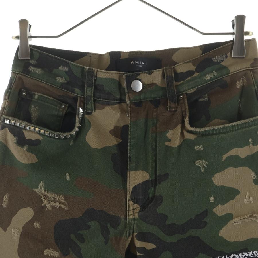 美品♪ STONE  カモフラパンツ アミー 迷彩 マルチカラー AMIRI（アミリ） カモフラ ダメージ加工 マルチパッチ ロックスタッズ