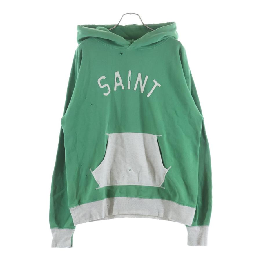 セントマイケル 22SS HOODIE FELT USED加工 フェルトロゴパーカー 