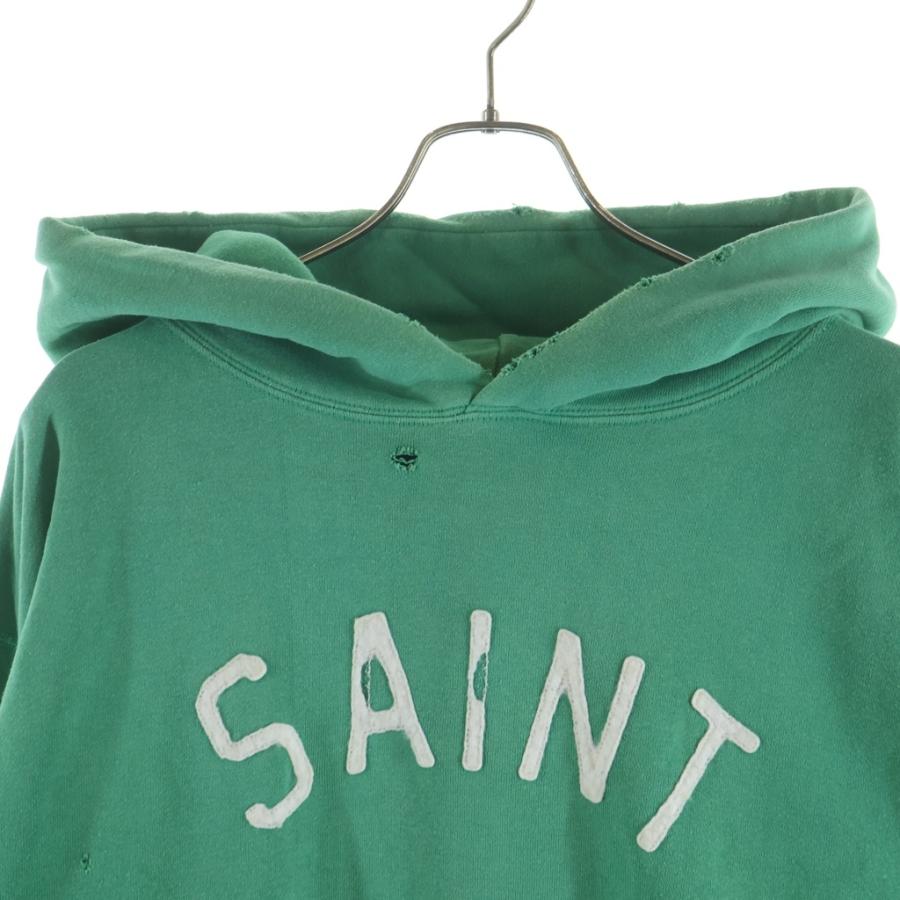 セントマイケル 22SS HOODIE FELT USED加工 フェルトロゴパーカー 