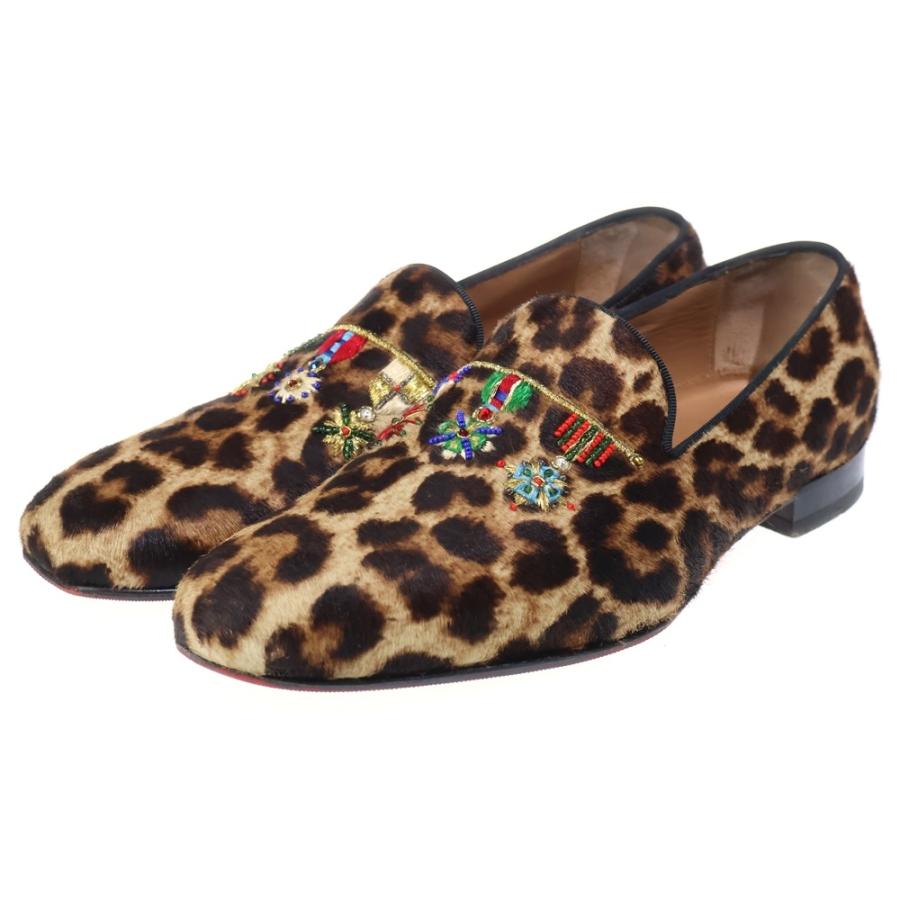 CHRISTIAN LOUBOUTIN クリスチャンルブタン ハラコ レオパード スリッポン サンダル シューズ ブラウン 41 1/2 Christian Louboutin（クリスチャンルブタン） ハラコ レオパード