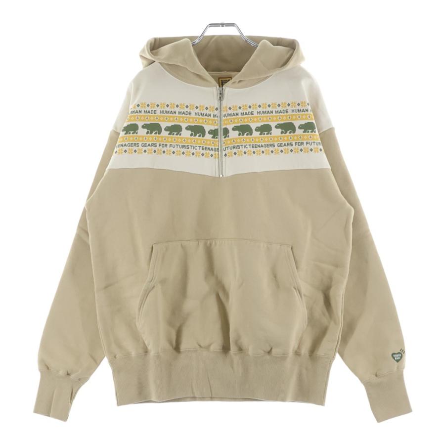 HUMAN MADE ヒューマンメイド 22AW HALF-ZIP HOODIE ノルディック ハーフジップ プルオーバー スウェットシャツ ベージュ HM24CS028 HUMAN MADE（ヒューマンメード） ヒューマンメイド 22AW HALF-ZIP
