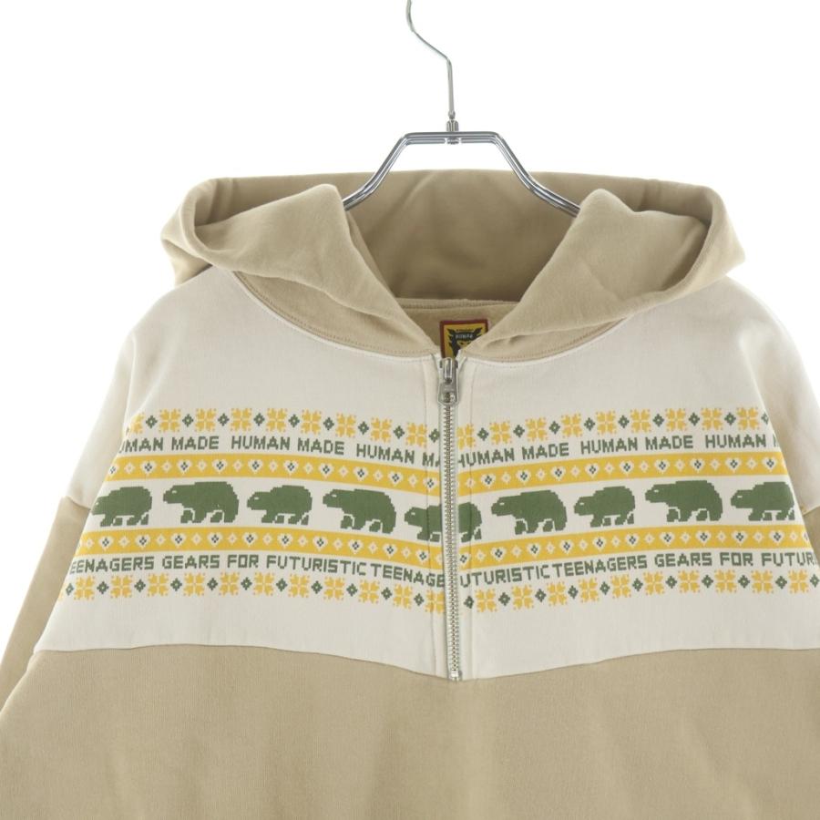 HUMAN MADE ヒューマンメイド 22AW HALF-ZIP HOODIE ノルディック ハーフジップ プルオーバー スウェットシャツ ベージュ HM24CS028 HUMAN MADE（ヒューマンメード） ヒューマンメイド 22AW HALF-ZIP