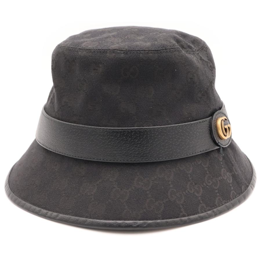 GUCCI GGキャンバス バケットハット ブラック 576587 4HG53 GUCCI（グッチ） GGキャンバス バケットハット 帽子 ブラック 576587