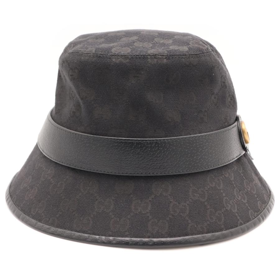 GUCCI グッチ GGキャンバス バケットハット 帽子 ブラック 576587 4HG53 GUCCI（グッチ） GGキャンバス バケットハット 帽子 ブラック 576587