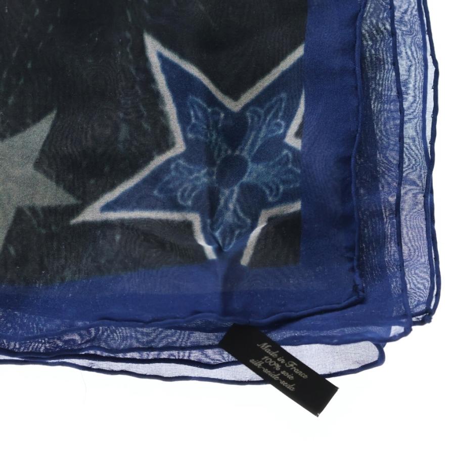CHROME HEARTS クロムハーツ FAMILY FRAMED SILK SCARF 総柄 シルクスカーフ ネイビー CHROME HEARTS（クロムハーツ） FAMILY FRAMED SILK SCARF 総柄 シルク