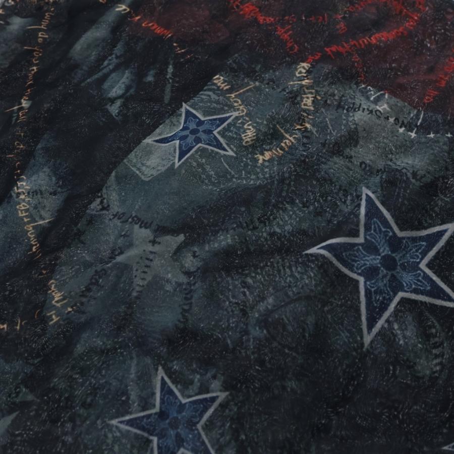 CHROME HEARTS クロムハーツ FAMILY FRAMED SILK SCARF 総柄 シルクスカーフ ネイビー CHROME HEARTS（クロムハーツ） FAMILY FRAMED SILK SCARF 総柄 シルク