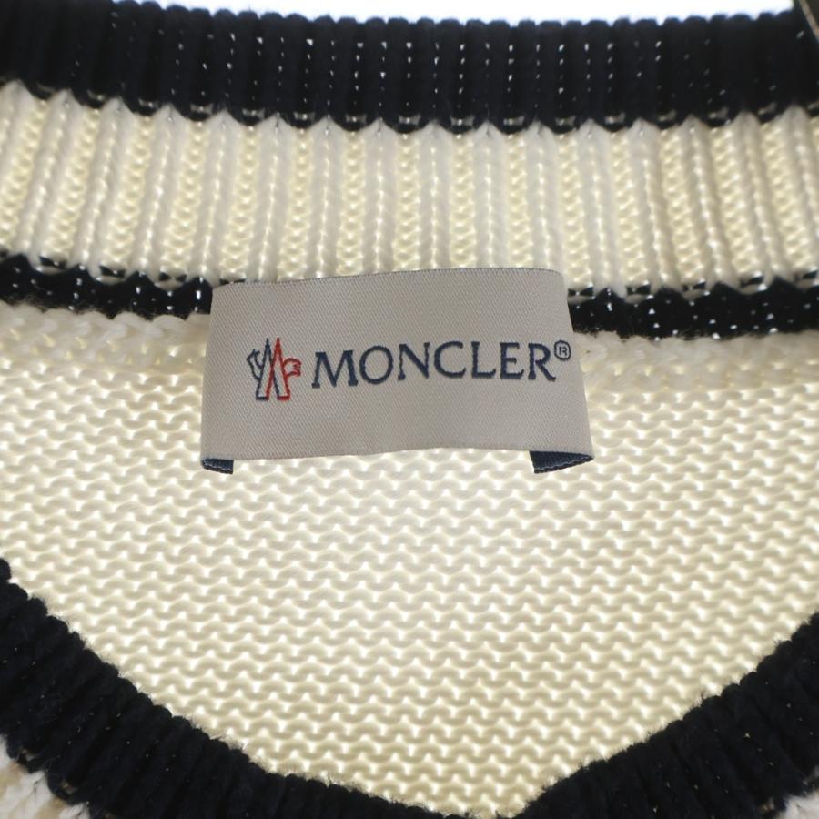 MONCLER モンクレール 23AW モノグラムパッチ コットン ニット セーター ホワイト I20919C00002 M1509 MONCLER（モンクレール） 23AW モノグラムパッチ コットン ニット