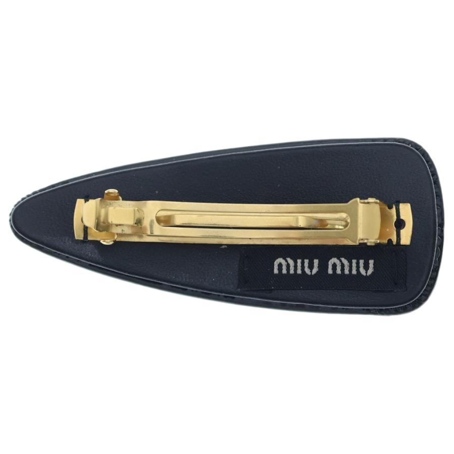 miumiu ミュウミュウ ロゴ バレッタ ゴールド金具 パテントレザー ヘア