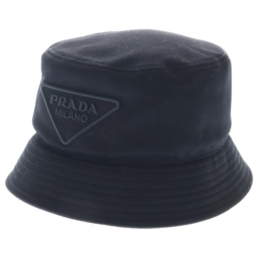 PRADA 三角 トライアングル ロゴ バケットハット ブラック M PRADA（プラダ） トライアングルロゴ バケットハット 帽子 ブラック