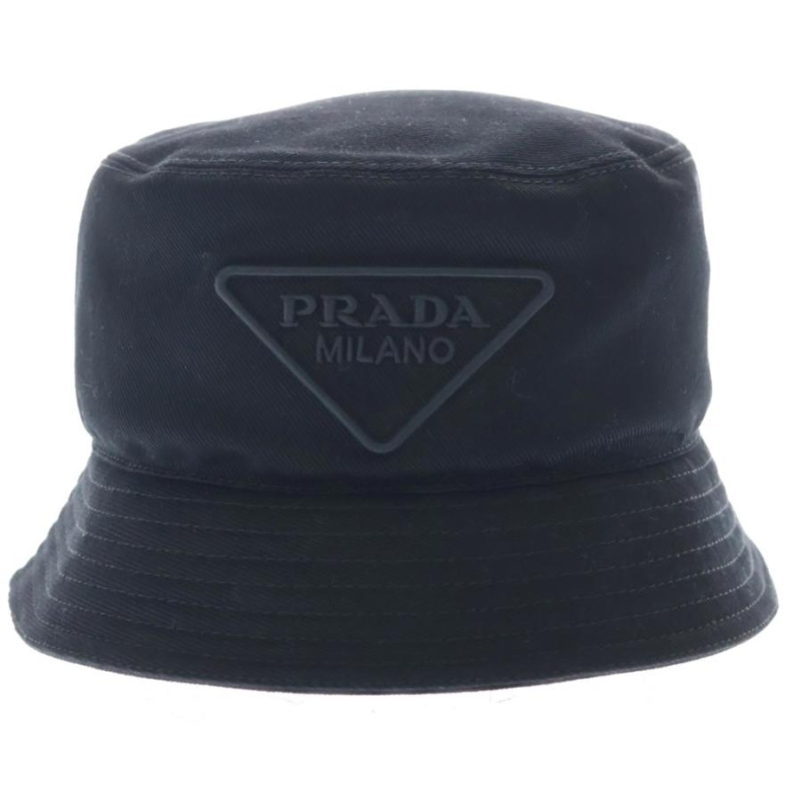 ★PRADA★プラダ/バケットハット/フェドラ/帽子/トライアングル/黒/バケハ PRADA（プラダ） トライアングルロゴ バケットハット 帽子 ブラック