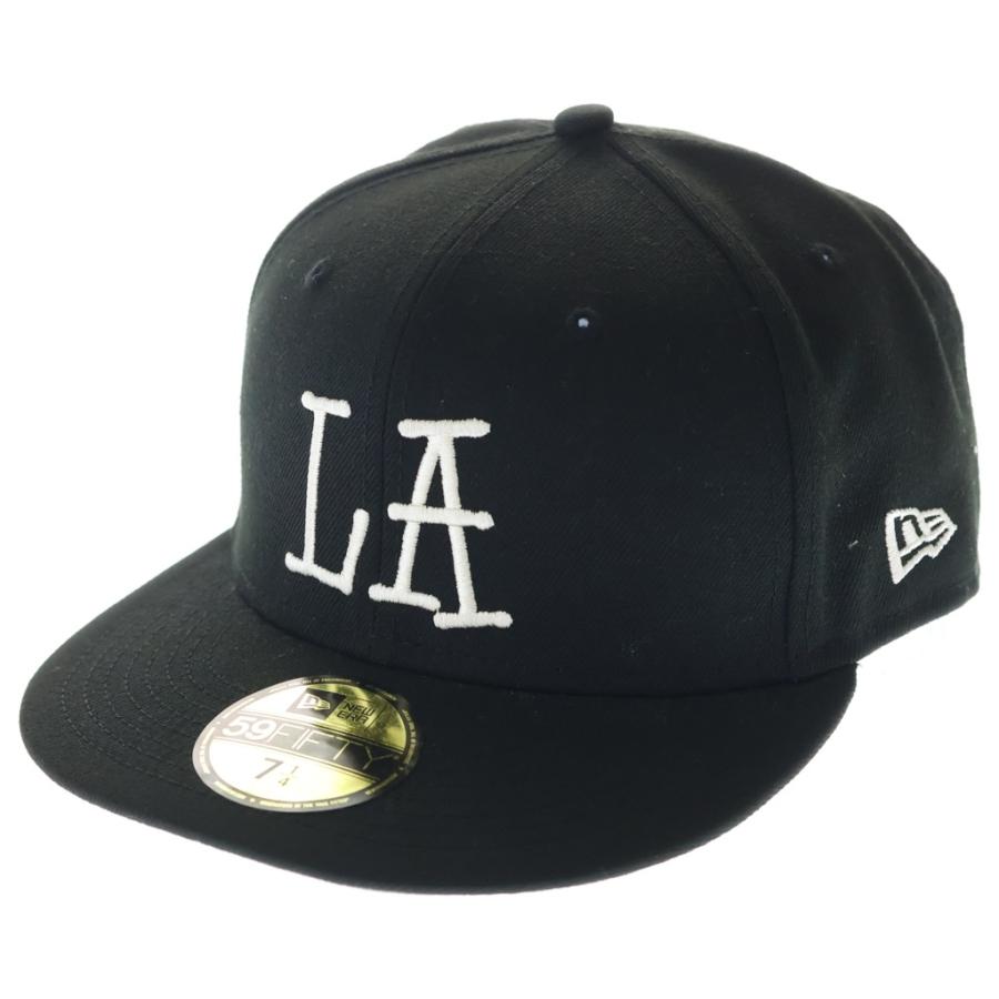 STUSSY ステューシー ×New Era 59FIFTY ニューエラ ロサンゼルス ベースボールキャップ 帽子 ブラック STUSSY（ステューシー） ×New Era 59FIFTY ニューエラ ロサンゼルス